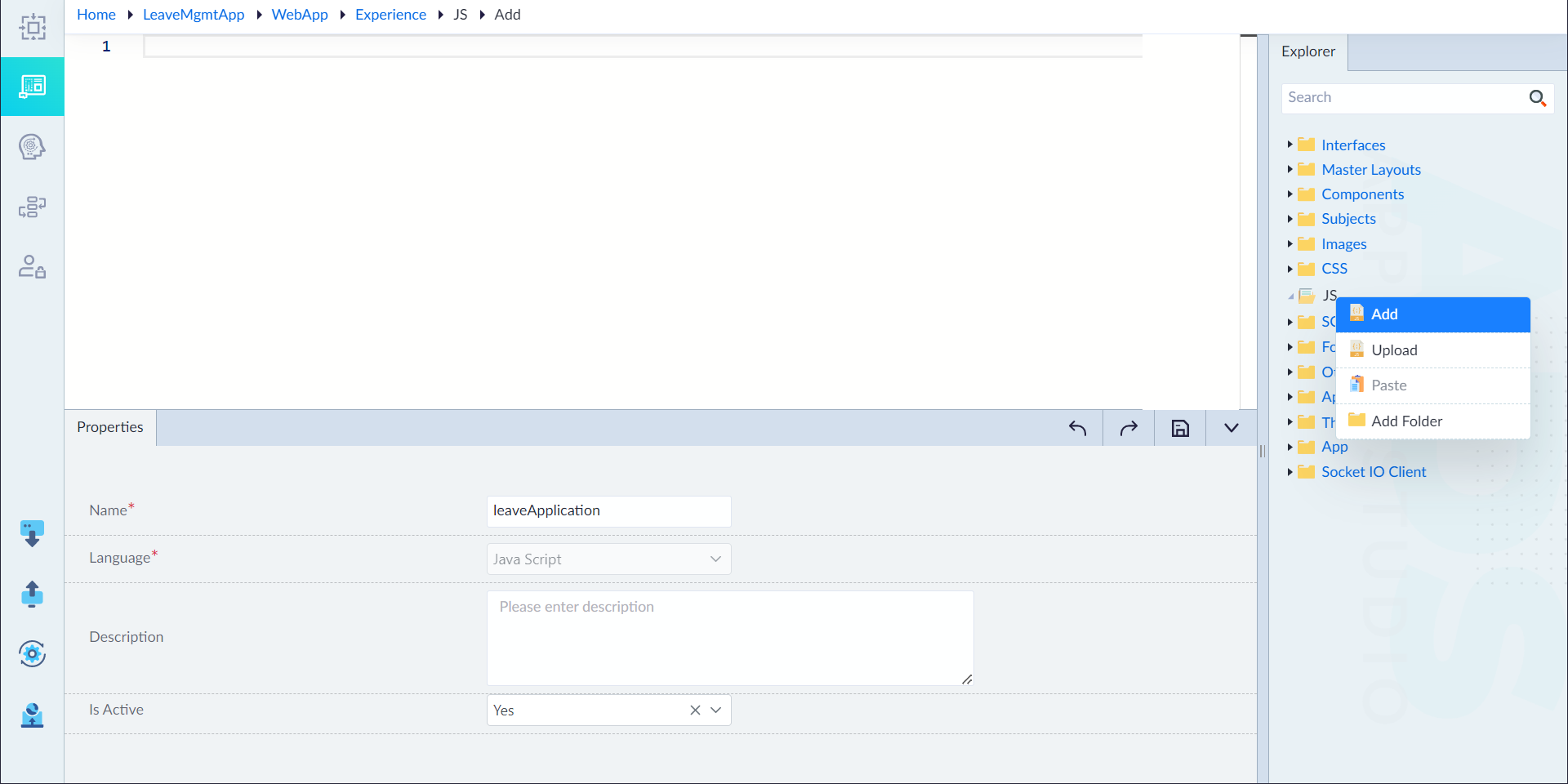 Create JS Editor