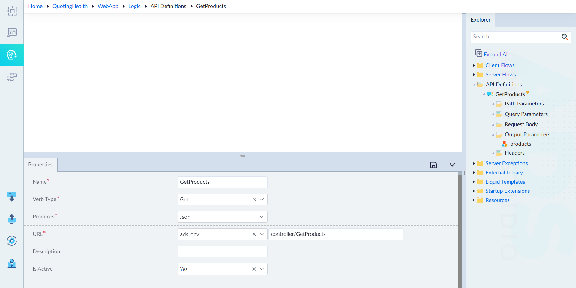 API definition configuration