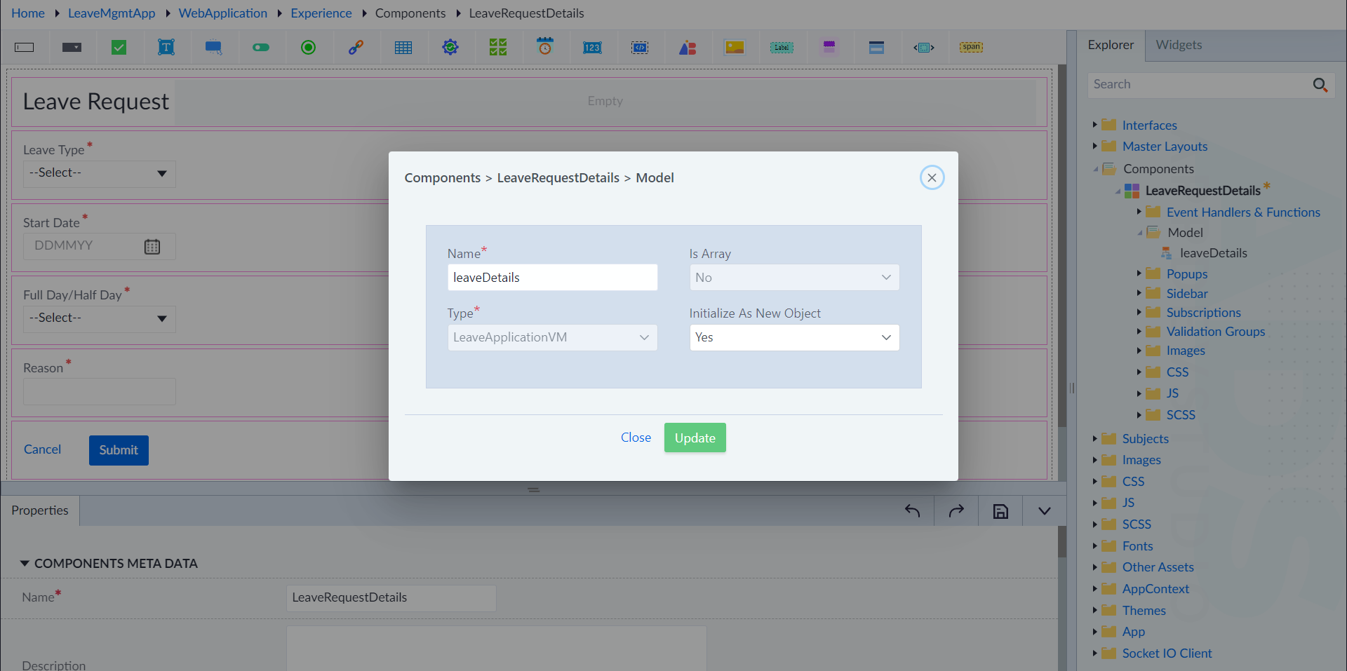 LeaveDetails model configuration