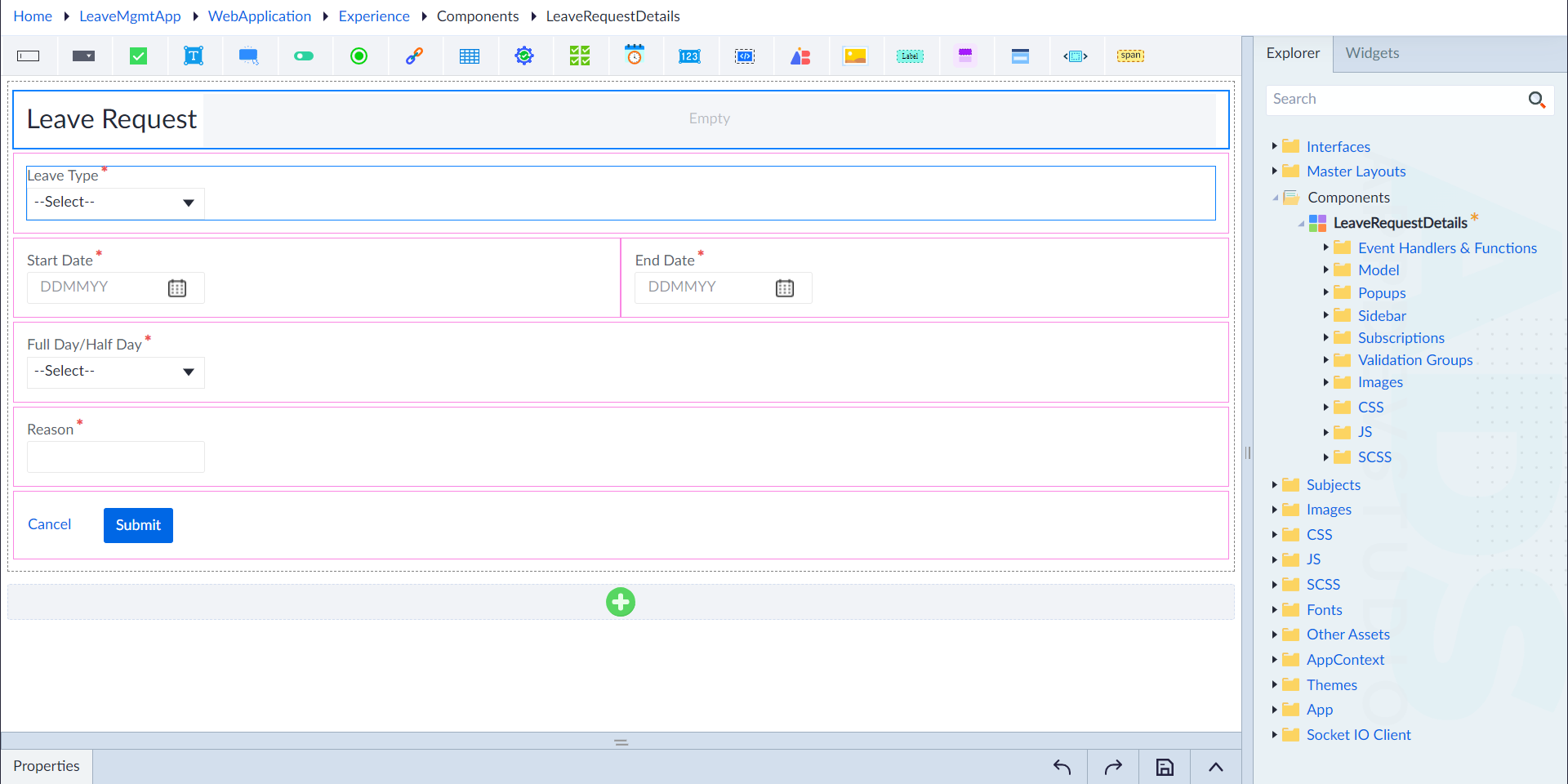 LeaveRequestDetails component design