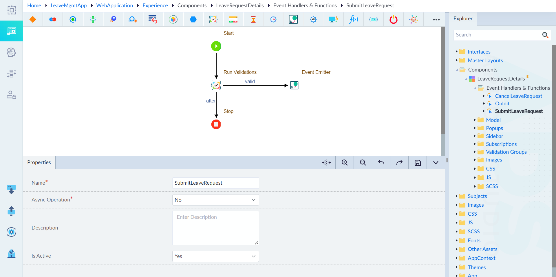 Submit event handler configuration