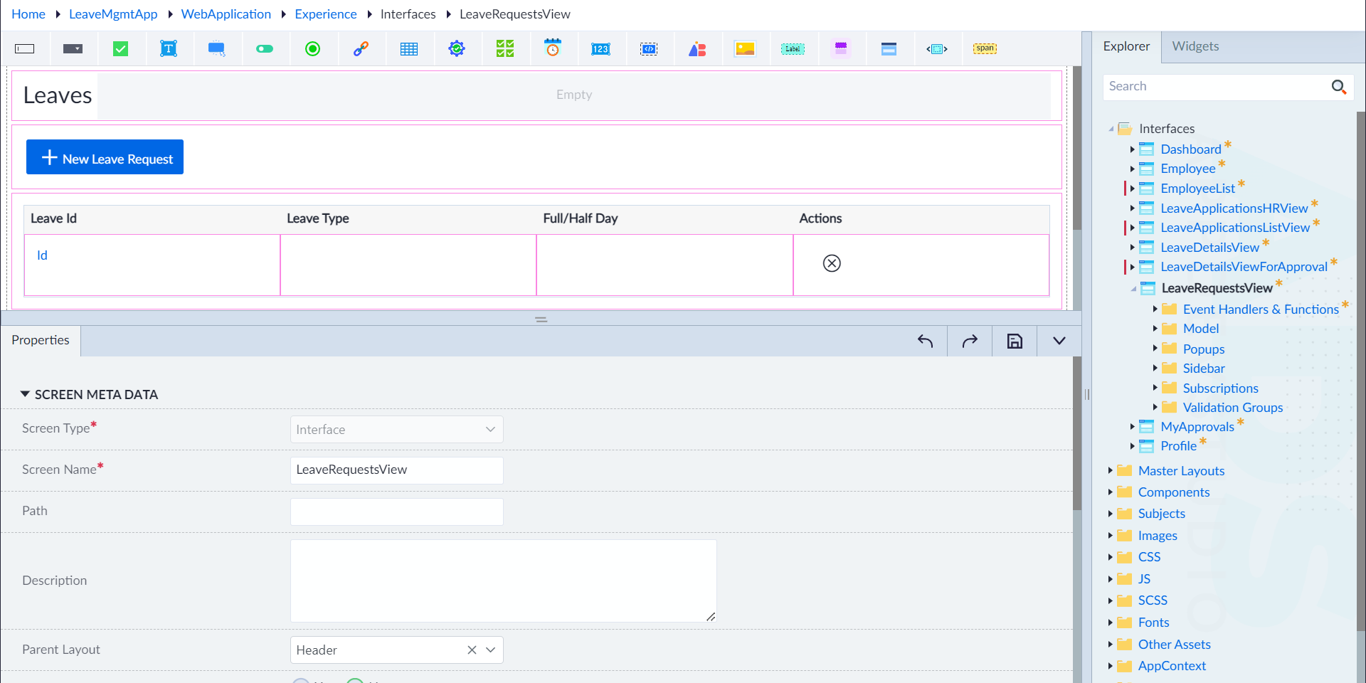 Interface configuration