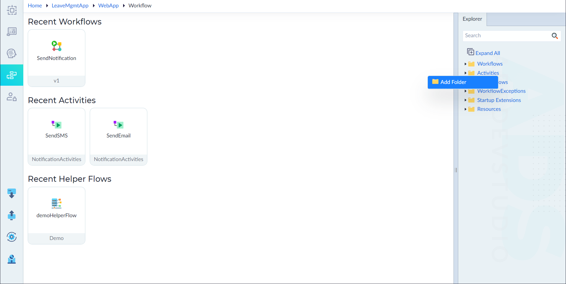 Add Folder and Activity