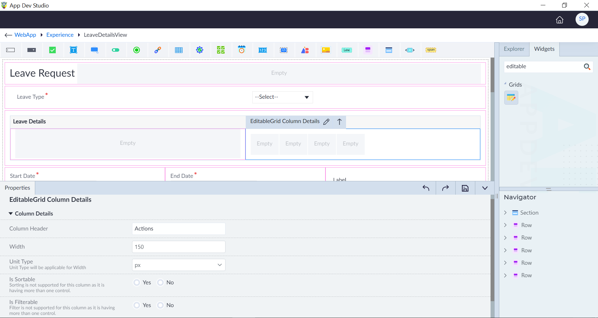 Editable Grid Action Column 1