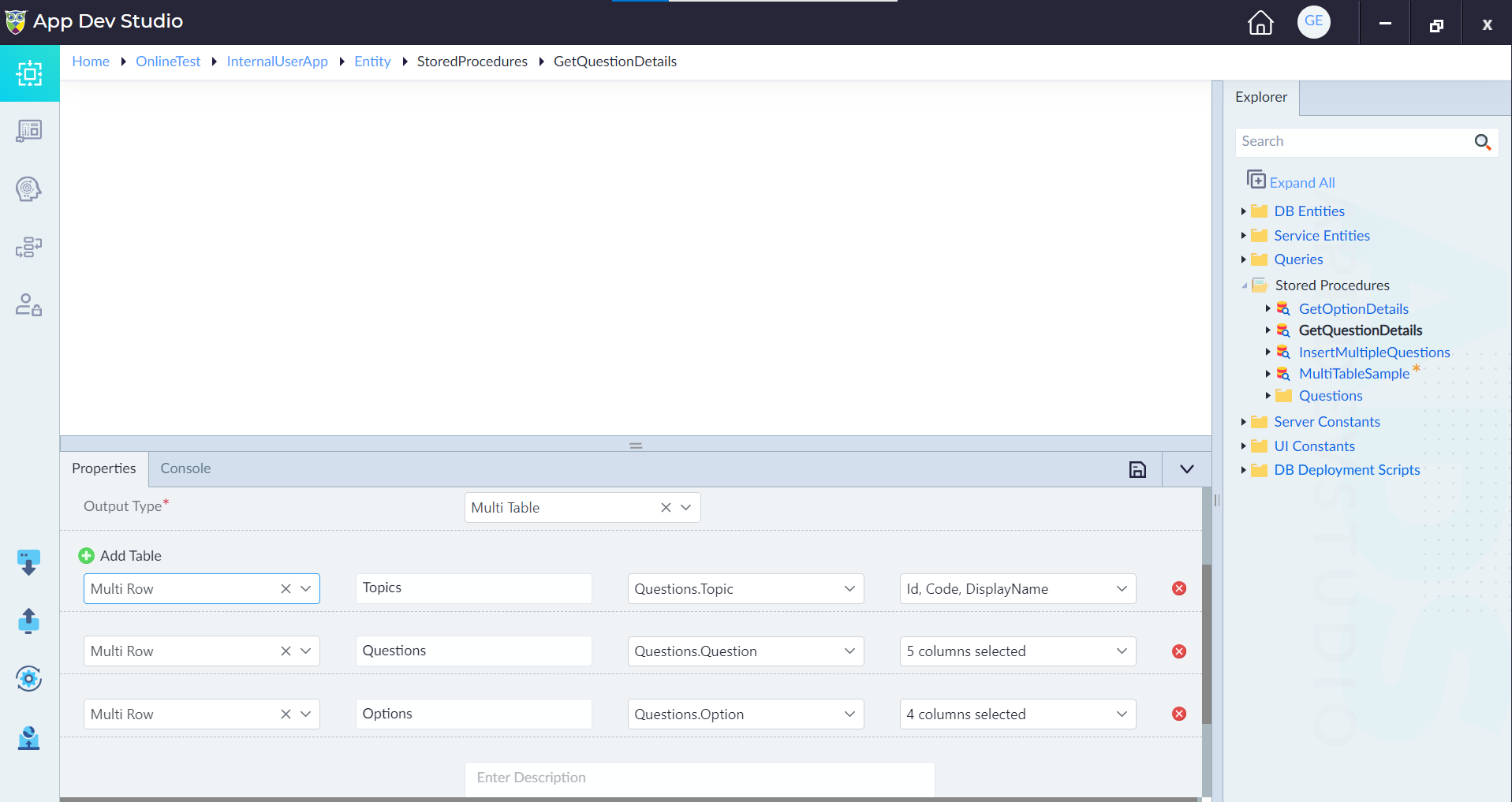 Stored procedure configuration step 3