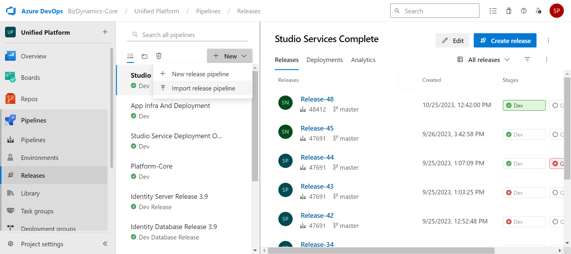 Import Release Pipeline Step 1
