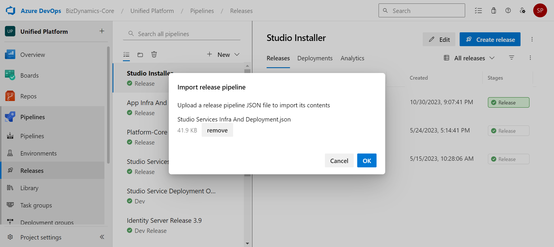 Import Release Pipeline Step 2