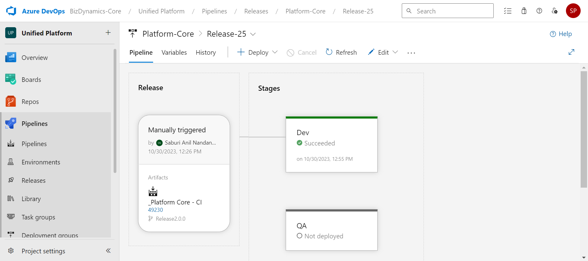 Create Release - Success
