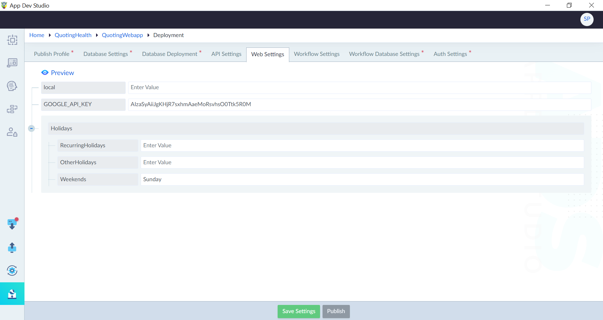 Web Settings