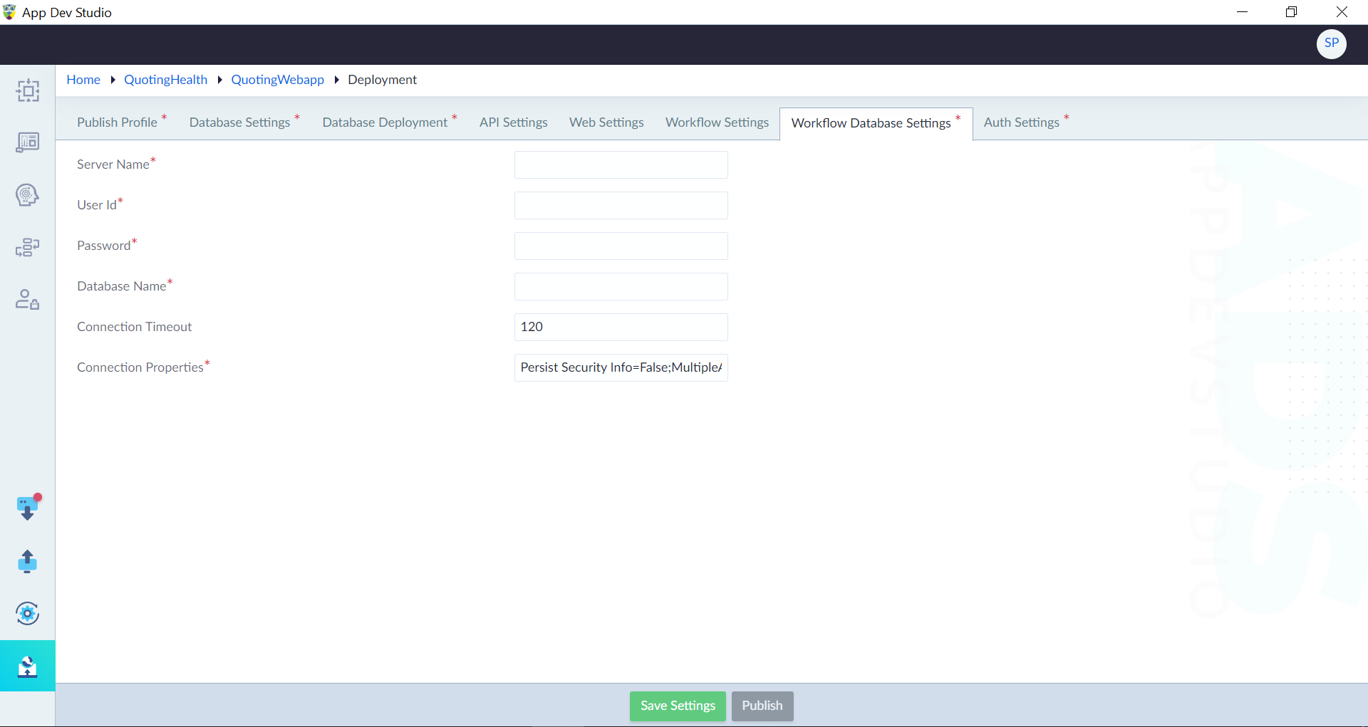 Workflow Database Settings
