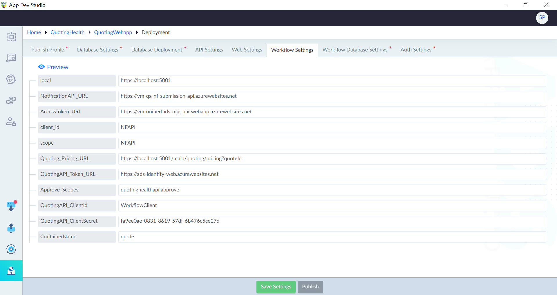 Workflow Settings