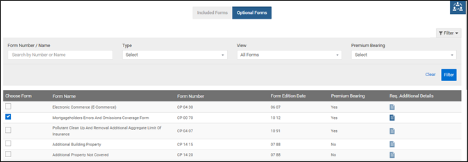 Optional Forms